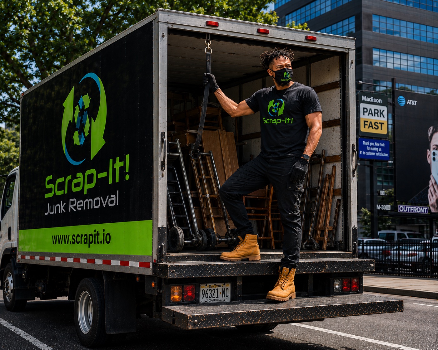 Scrap-It! crew performing residential junk removal on Long Island